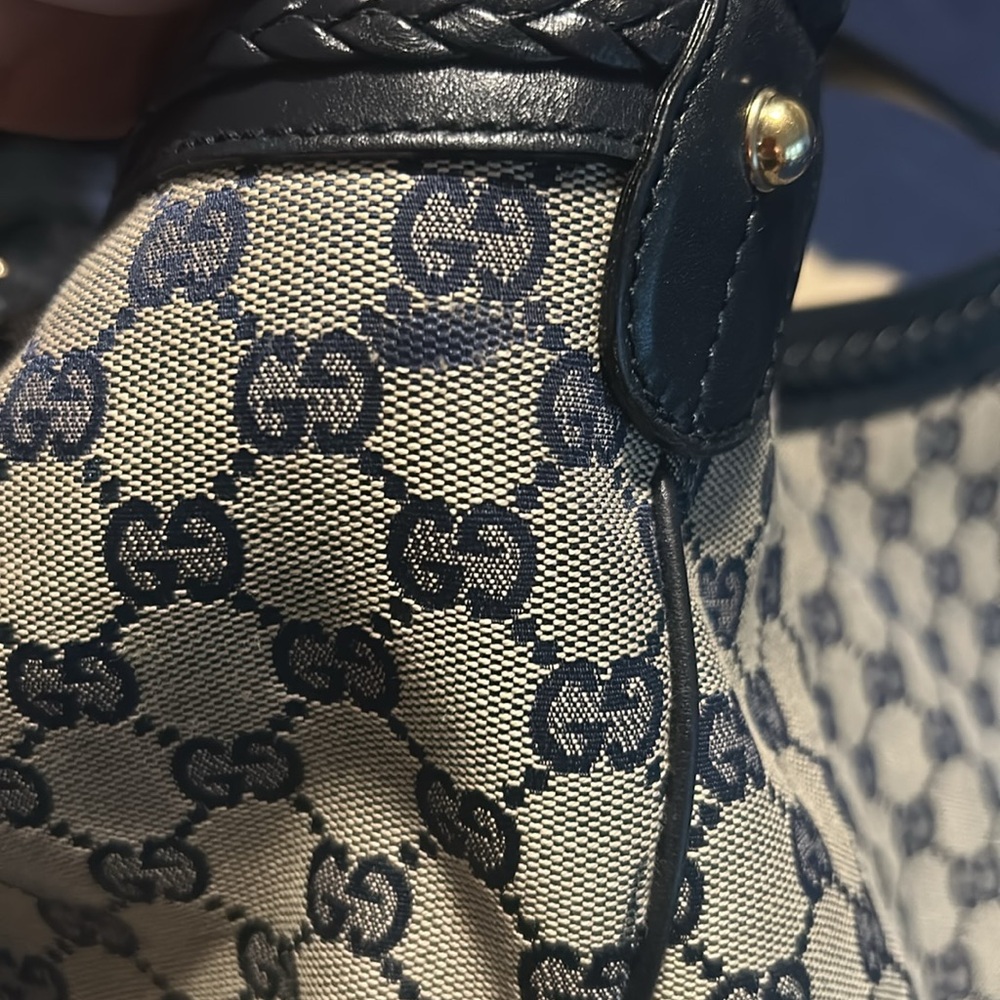 GUCCI  Monogram Medium Brick Lane Tote Navy - Picture 10 of 13